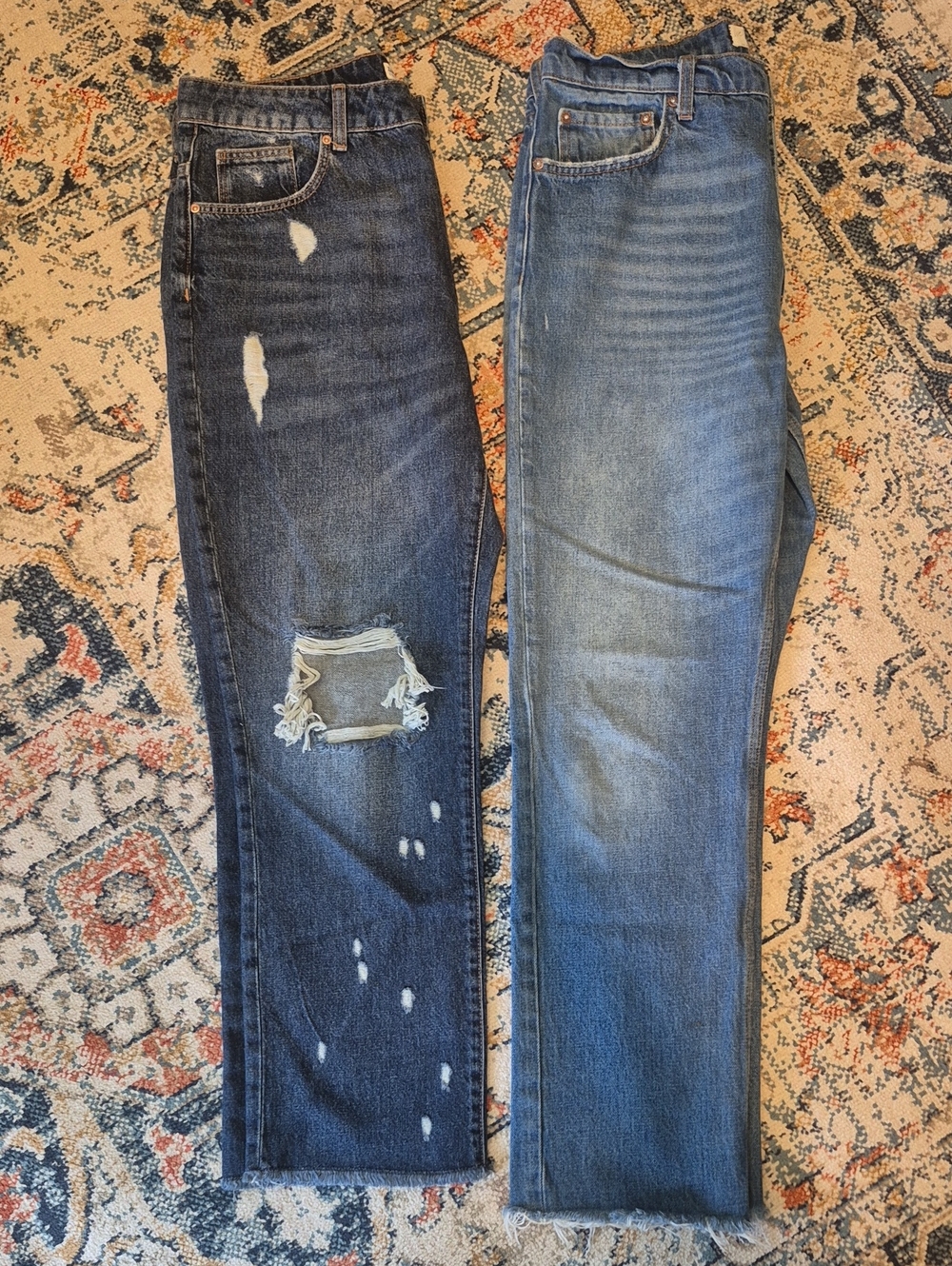 Zara Women Flare Jeans Duo — Dark Indigo & Light Blue